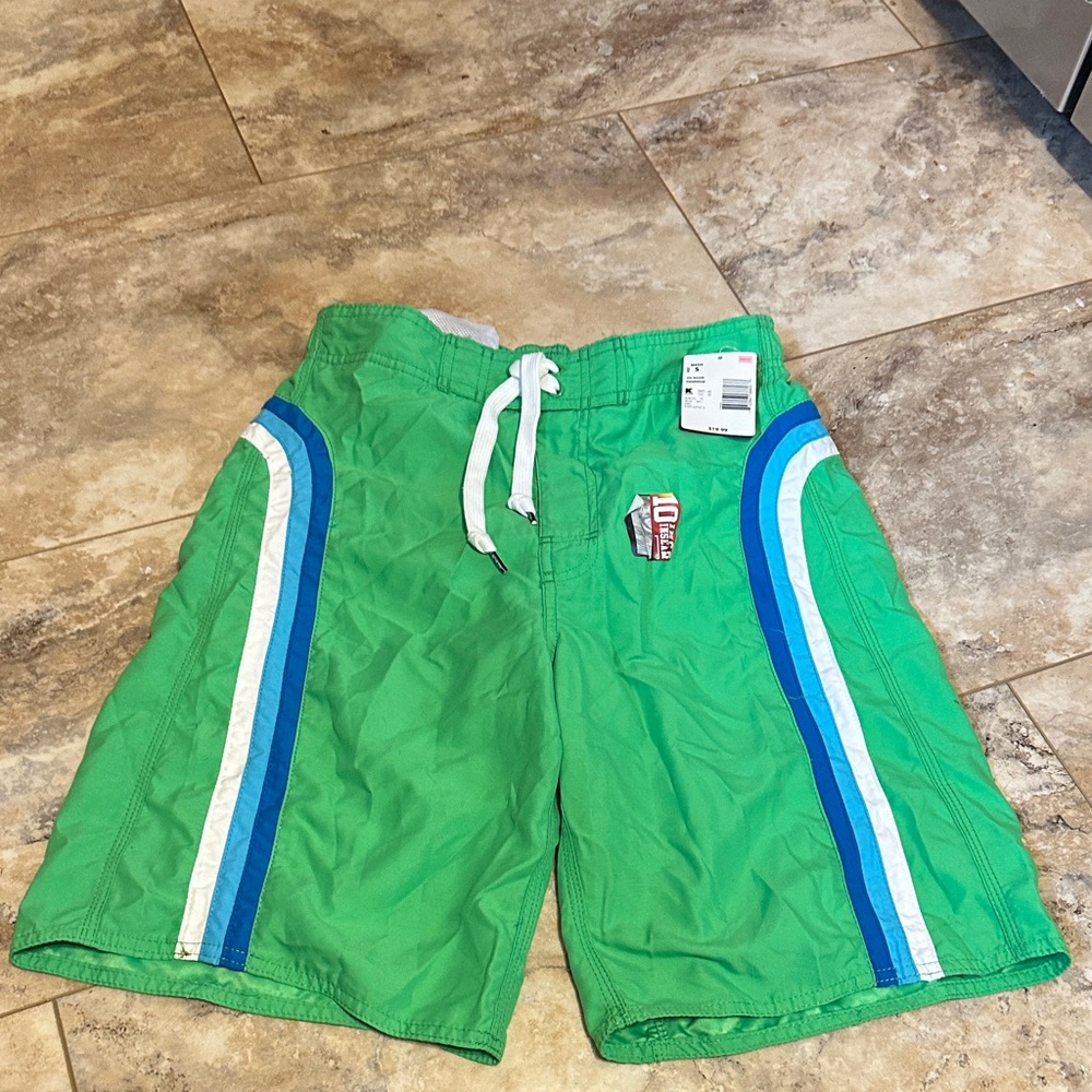 Green and Blue Men's Swim Trunks
